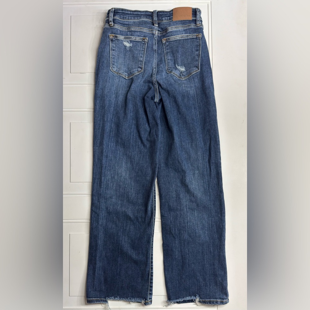 Judy Blue Womens Size 5/27 Dark Blue Wash Distressed Straight Leg Jeans - Picture 4 of 6